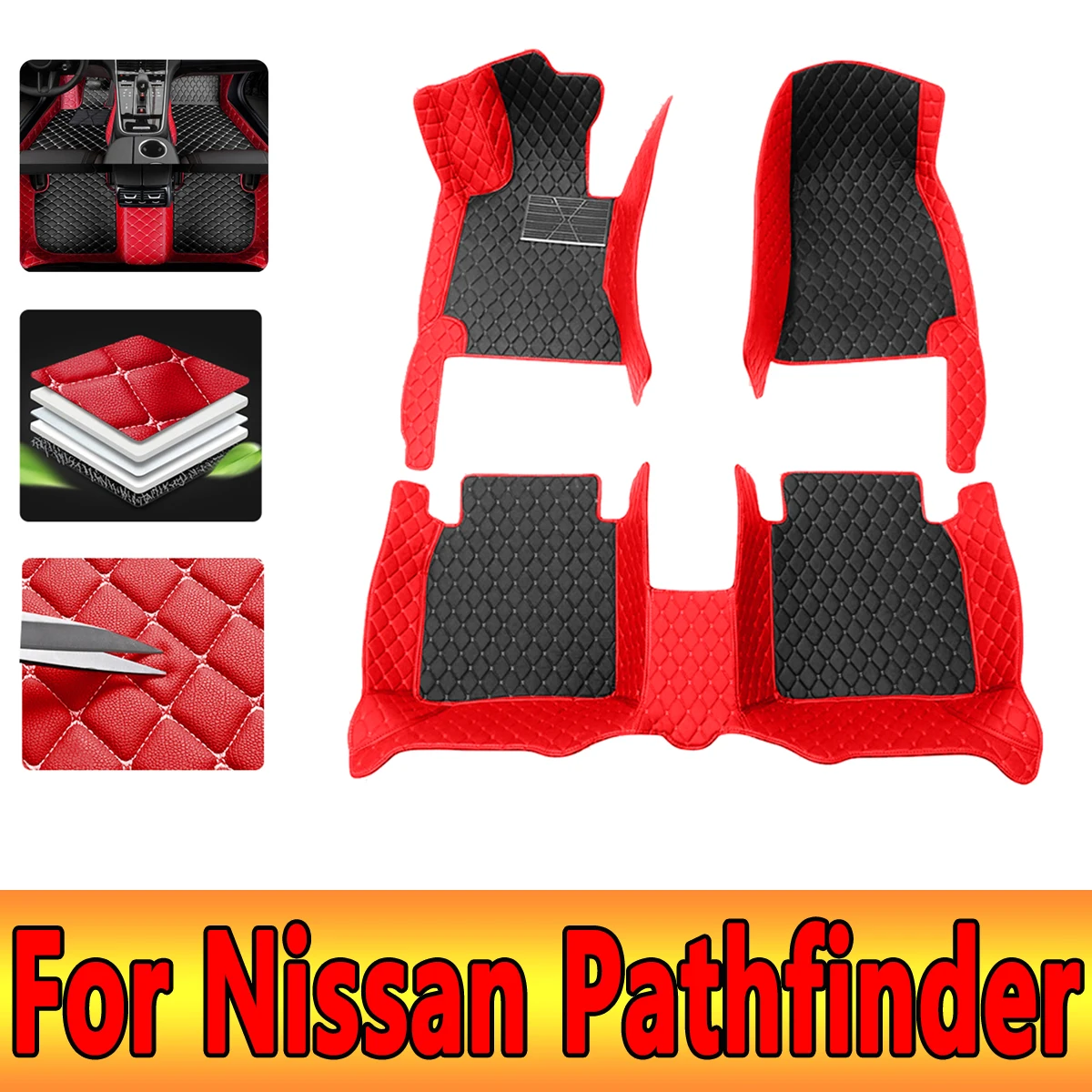 

Car Floor Mats For Nissan Pathfinder R52 7seat 2014~2020 Auto Anti-dirt Pad leather Mat Rugs Pad Interior Parts Car Accessories
