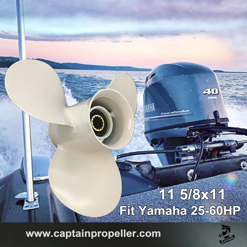 Captain Boat Propeller 11 5/8x11-G Fit Yamaha Outboard Motor 25HP 30HP 40HP 48HP 55HP 60HP 3 Blades  Aluminum Marine Engine Part