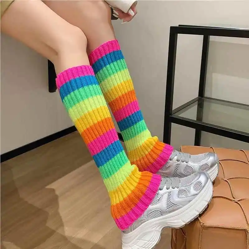 Вязаные полосатые носки Jk для ног серия дня рождения девочек с красным ворсом