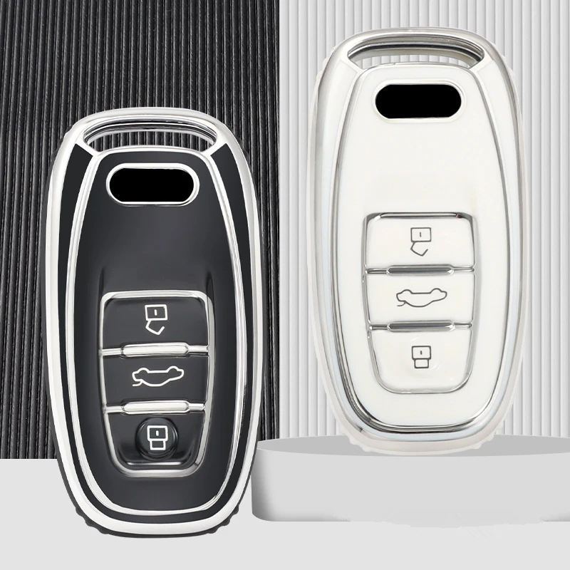 

New TPU 6D Plating Car Remote Smart Key Cover Case Shell For Audi A1 A3 A4 A5 A6 A7 A8 Quattro Q3 Q5 Q7 2009-2015 Accessories