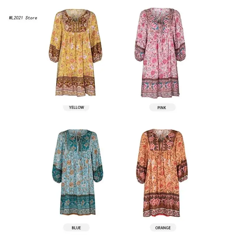 

Женское платье мини с пышными рукавами и V-образным вырезом