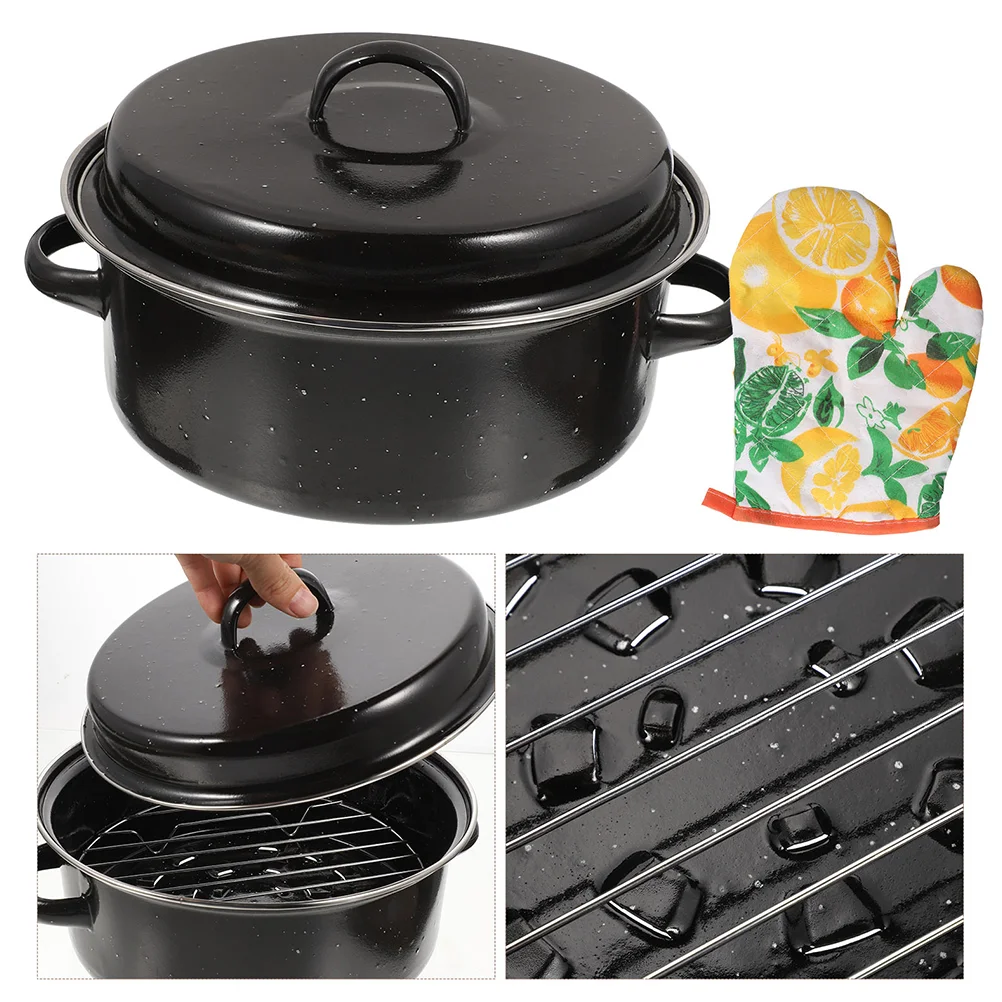 

Roasting Pan Roaster Pot Turkey Multi Function Baking Daily Use Cooking Kitchen Supplies Convenient