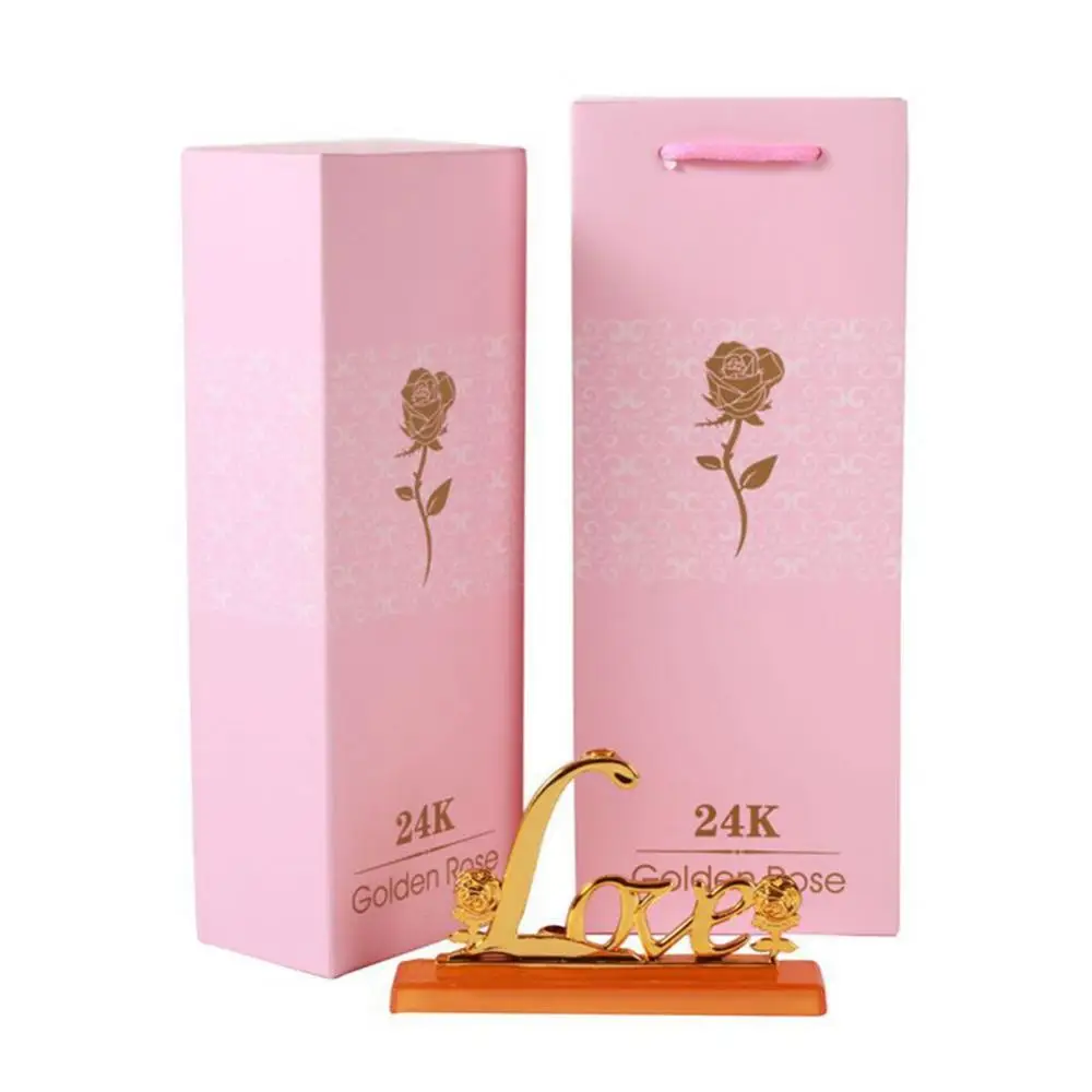 

Artificial Mothers Day Gift Creative Girlfriend Golden Rose Gold Rose Exquisite Valentine Day Gift Box Golden Roses Flowers