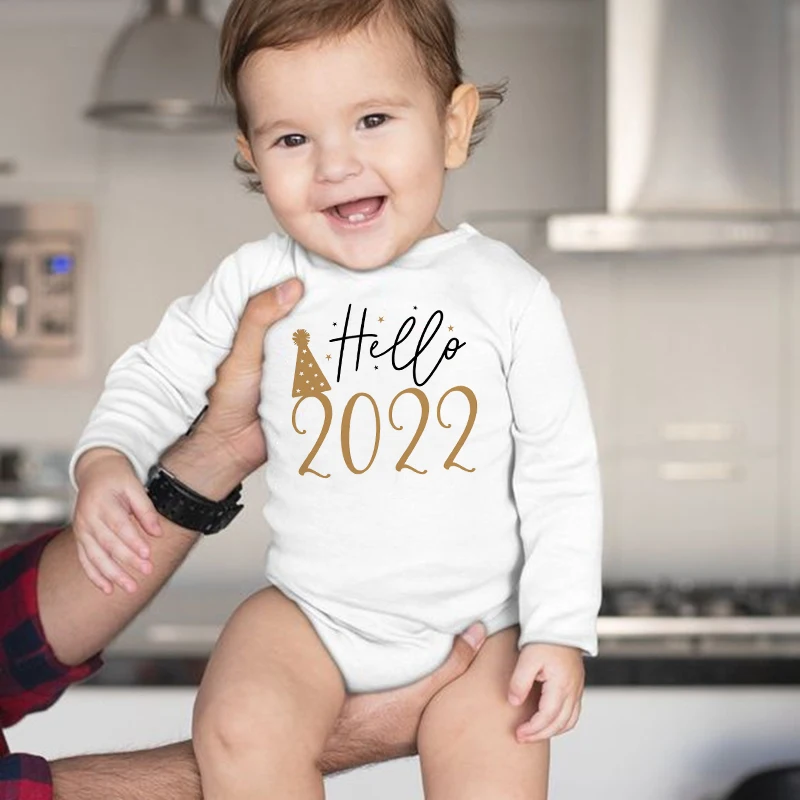 

Детский новорожденный комбинезон Hello 2022, новогодний комбинезон с длинным рукавом для новорожденных, праздничная одежда для маленьких мальч...
