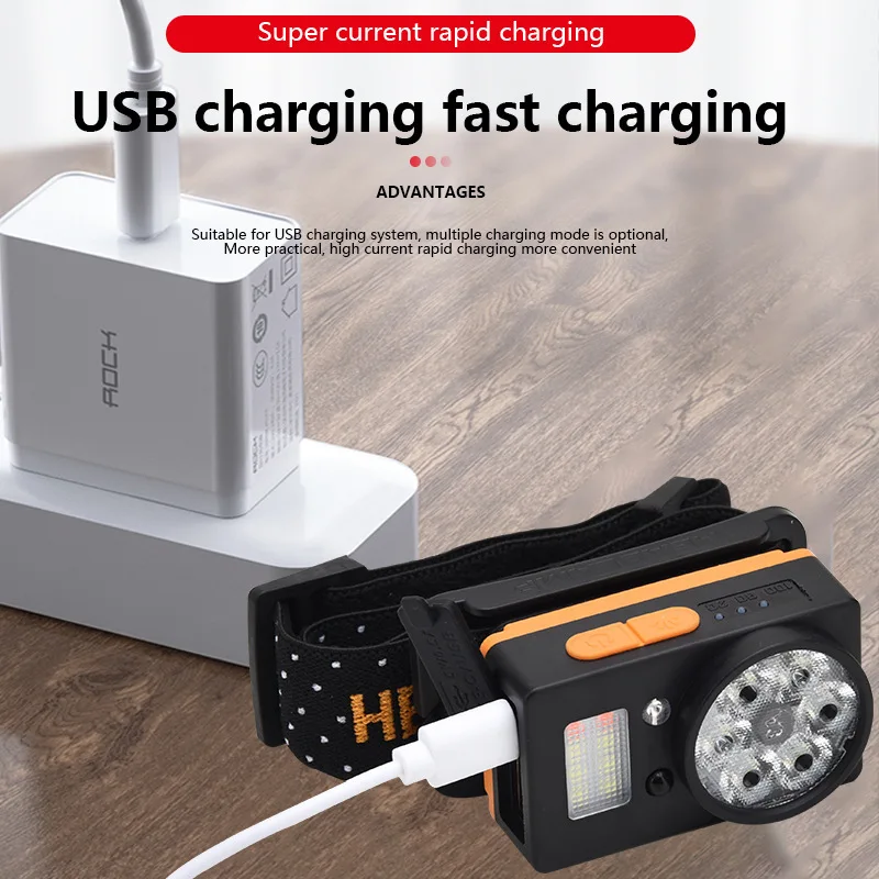 

Usb Charging Riding Headlight Stable Polymer Battery 90° Free Adjustment Long-range Spotlight Type-c Charging Jogging Lamp