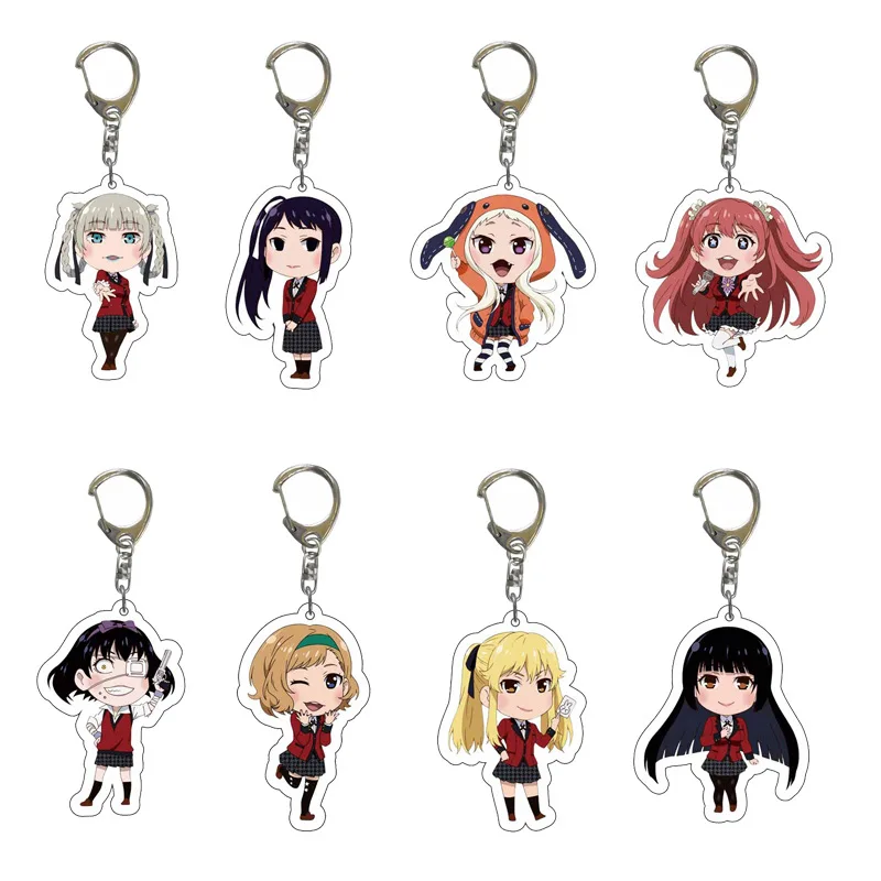 

Hot Comics KAKEGURUI Keychain Transparent Acrylic Q Version Cartoon Figure Car Key Chain Ring Jewelry Girl Bag Pendant Trinkets