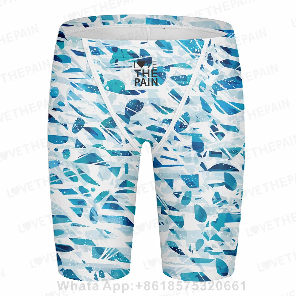 

Love The Pain Professional Men's Swimming Trunks Shorts Long To Knee Competitive Swim Training Printed Swimsuit Pant Quick Dry