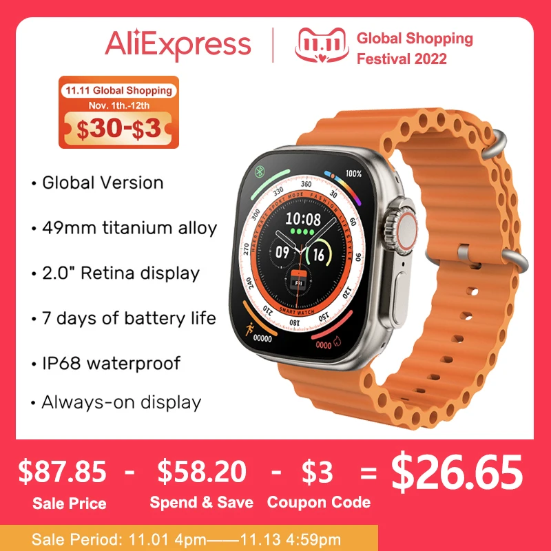 

2022 ZD8 Ultra 49mm Smart Watch Series 8 1:1 Case 2.0" HD Screen Sport Tracket Smartwatch Men Bluetooth Call ECG IP68 Waterproof