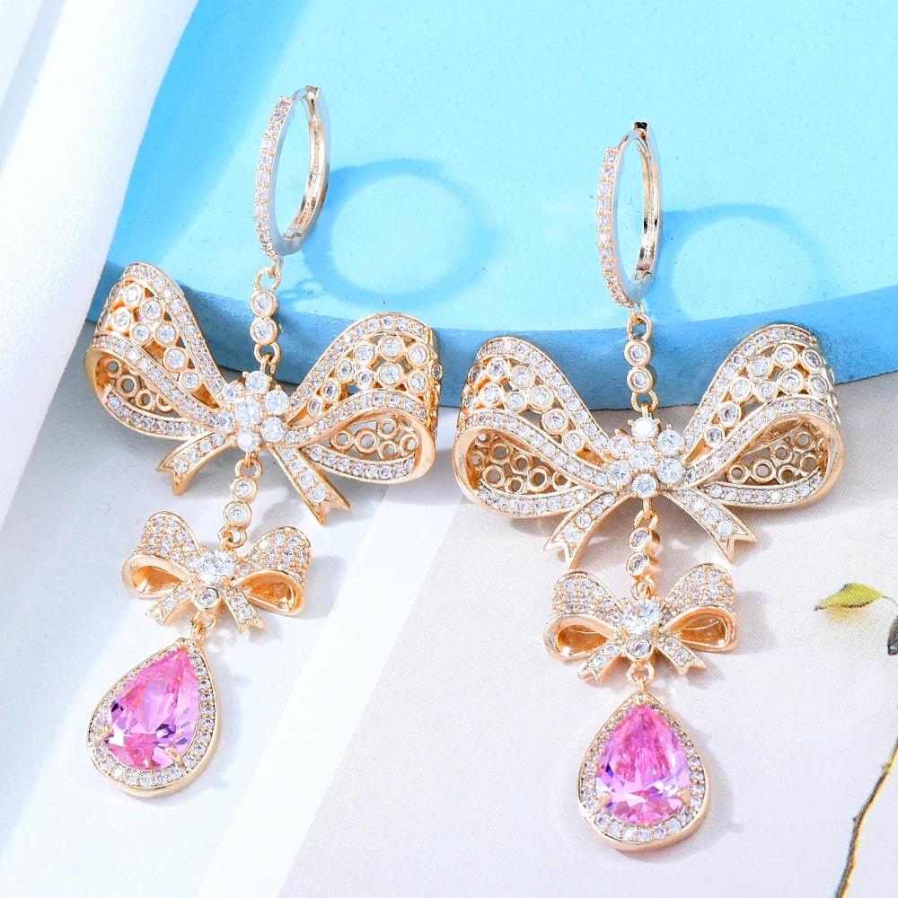 

Missvikki Boho Charm Ins Style Bowknot Long Pendant Earrings for Women Bridal Wedding Party Be Original Lady Girl Gift Jewelry
