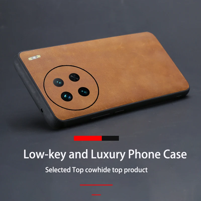 Funda for vivo x90Pro plus Genuine Leather Phone Case For vivo X90 X70 X80 X60 Pro plus Crazy horse skin phone case Cover enlarge