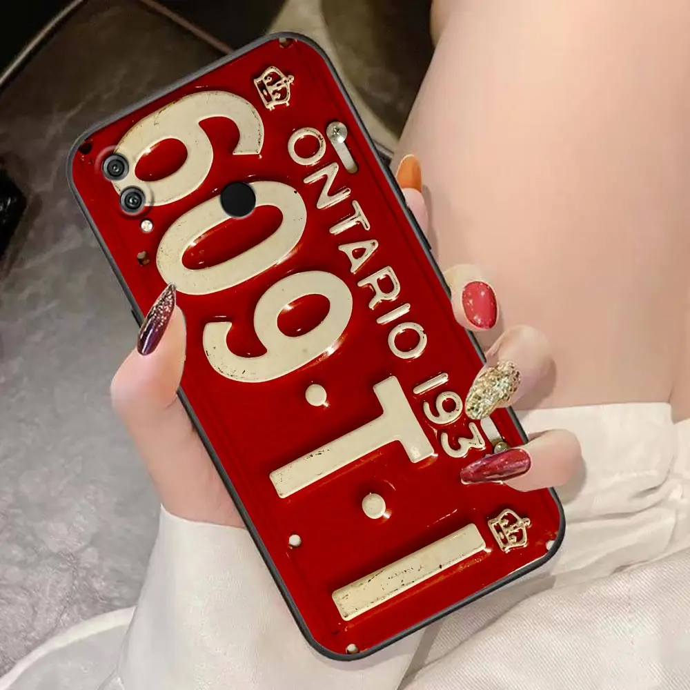 Case For HUAWEI Honor 9X 9 8 8X Max 80 70 60 50 30 20 10 10I NOTE 10 Lite Pro Case Funda Shell Vintage Car License Plate Numbers
