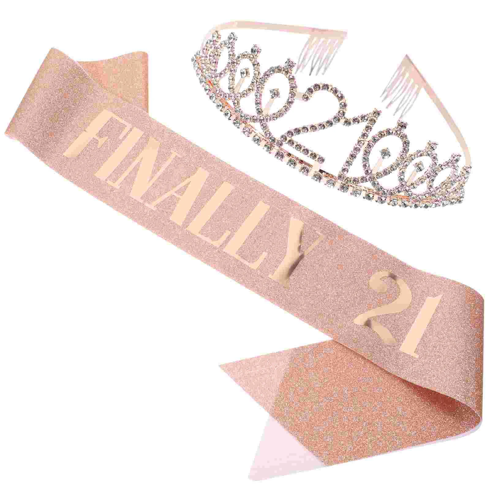 

Birthdaysash21St Tiaras Party Girlsgirl Etiquette Supplies Decorations Belt， Beltphoto Props Decoration