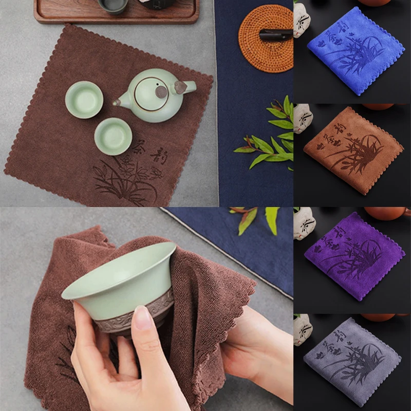 

Tea Towel Absorbent Rag Thick Table Cleaning Tea Cloth Kung Fu Tea Set Cotton Household Table Mat Professional Rag Tea Napkin