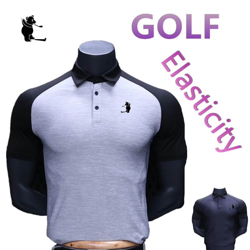 Golf clothes, short-sleeved golf elastic quick-dry sportswear men's outdoor jacket