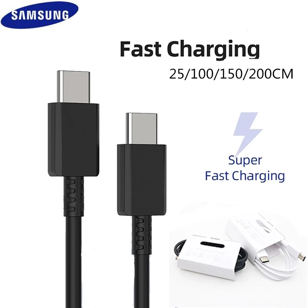 Оригинальный кабель для быстрой зарядки Samsung S20 Plus Super PD 3A 25 Вт USB C линии 1/1 5/2 м Galaxy