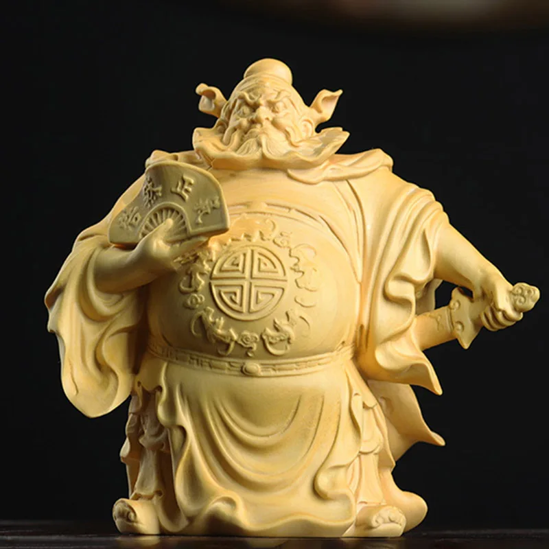 

Chinese Zhong Kui Deity Mythology Vanquisher of Ghosts and Evil Wood Statue Boxwood Carving Statue Sculpture Crafts