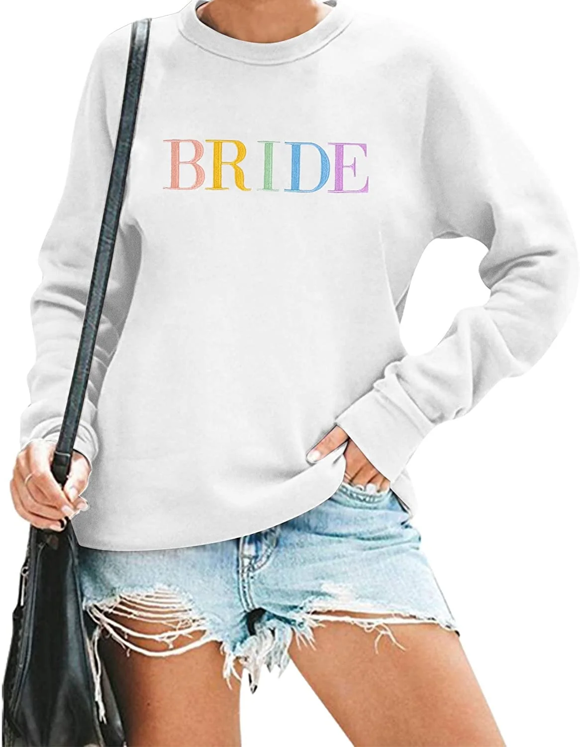 

Bride Sweatshirt for Women Wedding Shirt Honeymoon Sweatshirt Bride Print Long Sleeve T-shirt DW384