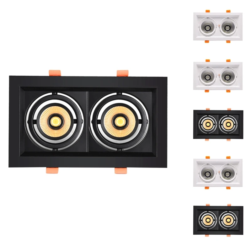 

Double Head Spotlight Square Bold Living Room Household, 7W Double Head Opening 200X100MM-ABUX