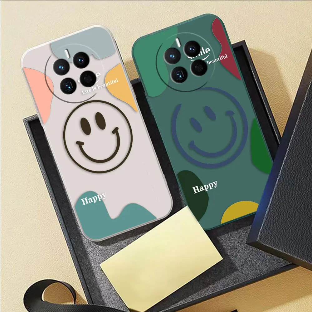 Happy Smiling Face Phone Case For Huawei MATE 10 20 20X 30 40 50 P20 P30 P40 P50 P60 PRO PLUS Colour Liquid Case Cover Funda