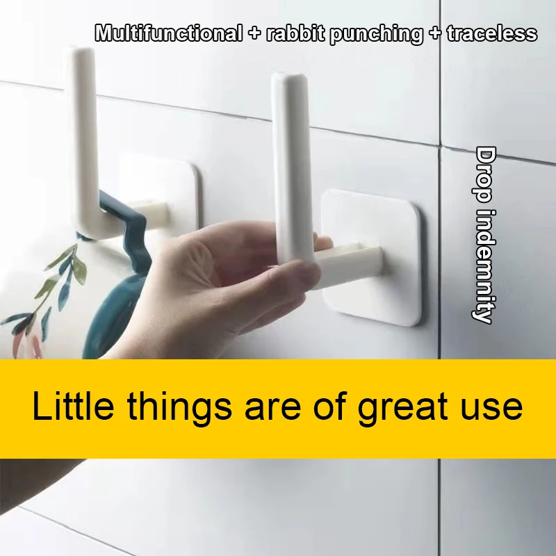 

L-Shape Punch-Free Hook Under Cabinet Towel Holder Self-adhesive Accessories Storage Rack For Towel Kitchen Rack Bathroom Holder