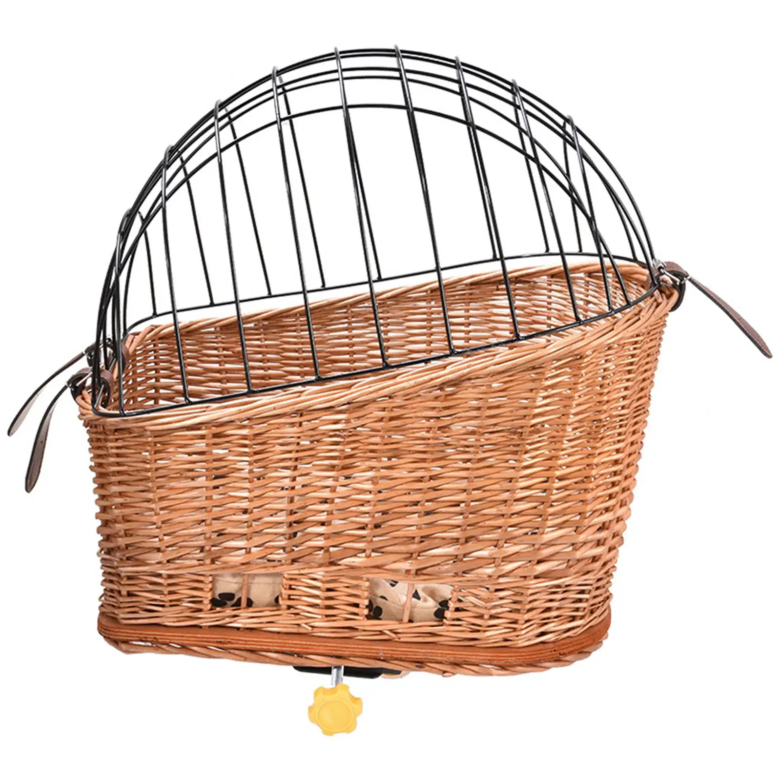 

Bike Basket Bicycle Pet Carrier Front Cat Dog Seat with Leather Straps
