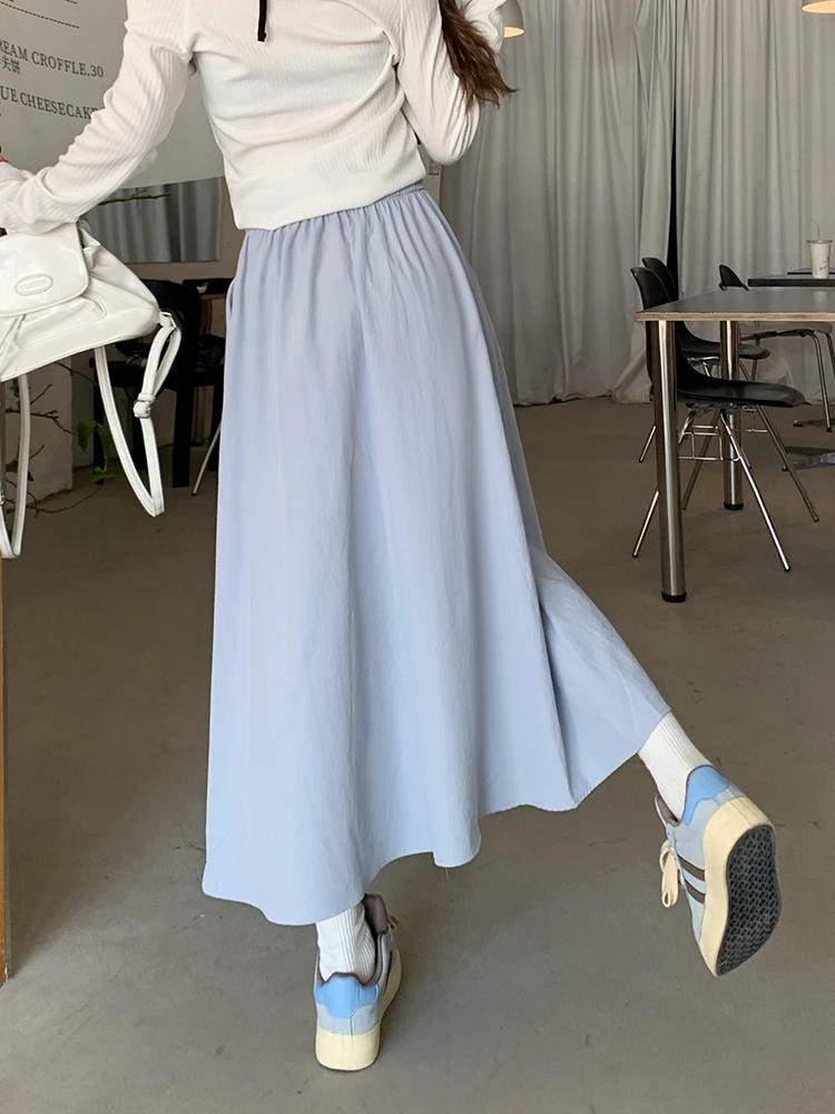 Юбка женская трапециевидная с завышенной талией эластичная тонкая юбка средней