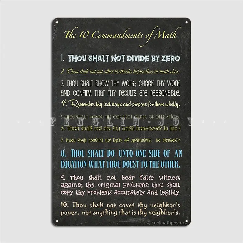 

10 запоминаний математического металлического плаката Клубная вечеринка клубный бар дизайн роспись жестяной знак плакаты
