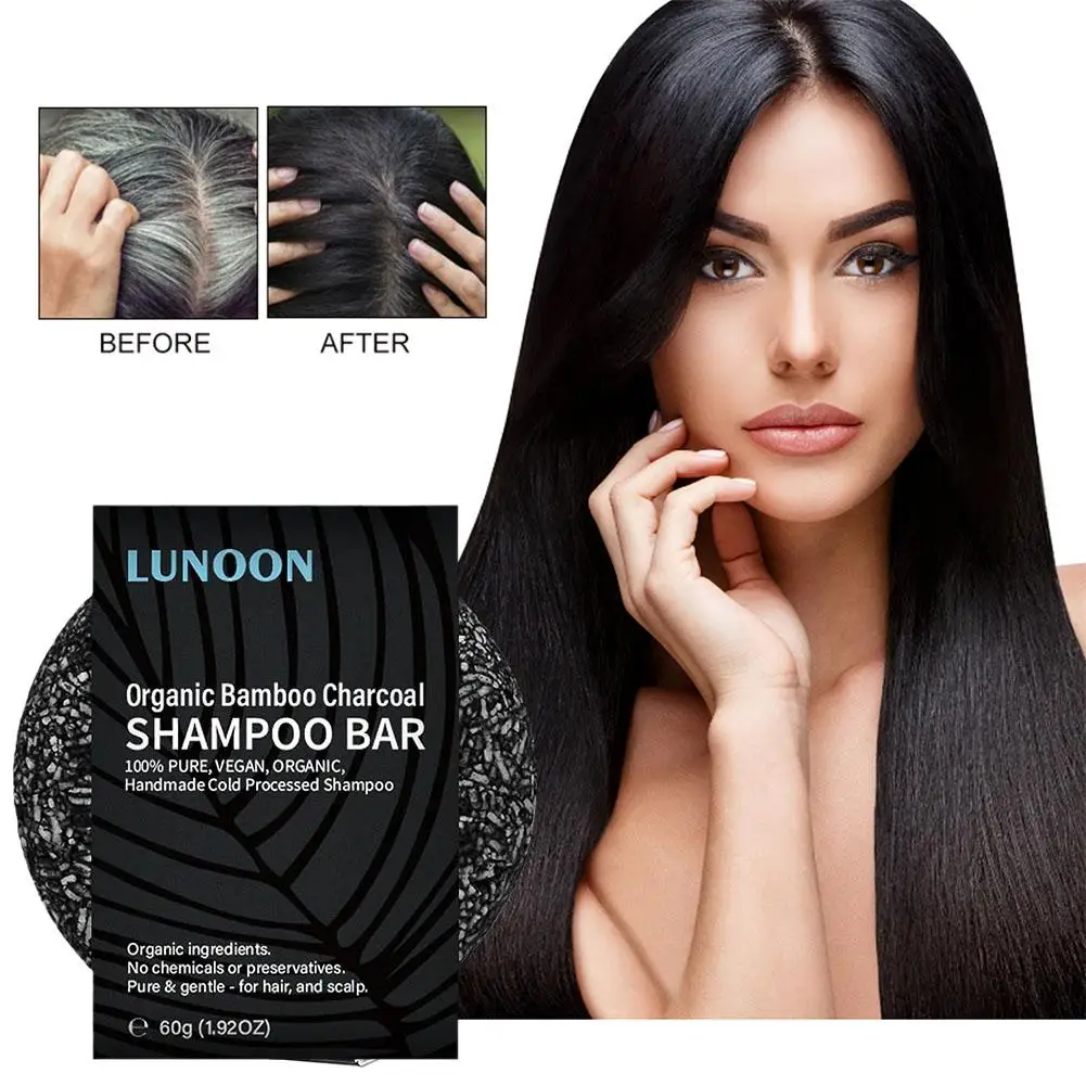 

Bamboo Charcoal Hair Soap Shampoo Bar For Treated Dry Damaged Hair Absorbs Grease Cleanses Scalp Solid Shampoo A4L5