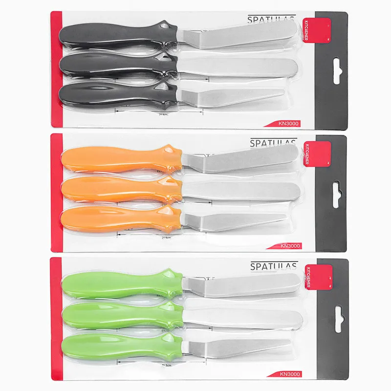 Practical and Cheap 3pcs/set Butter Knife Cake Palette Knife Cake Shop Kitchen Scraper Stainless Steel Baking Tool Set