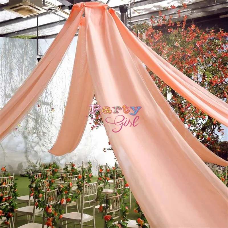 4pcs 150cm Width Ice Silk Ceiling Drapery Sheer Curtain Panel Roof Canopy  Decoration Draping Fabric Wedding Decoration