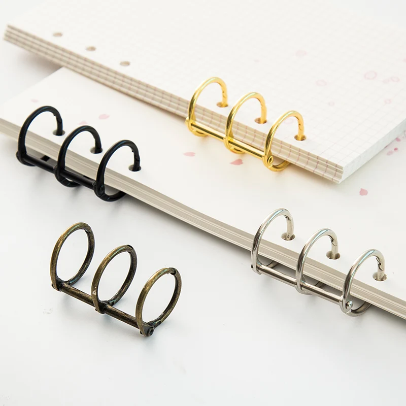 2pcs 3 Rings Binder Clips Metal Loose Leaf Book Hinged Rings Album Scrapbook Clip Craft Photo Album Office Binding Supplies