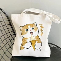 women canvas shopping bag kawaii cats print bag female canvas cloth shoulder bag eco handbag tote reusable grocery shopper bags