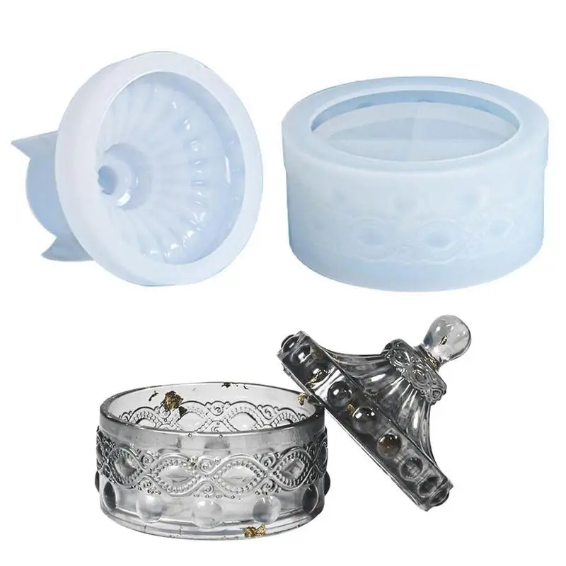 

Jar Molds For Epoxy Resin Trinket Storage Box Mould Silicone Epoxy Molds With Lid For DIY Jewelry Organizer Container