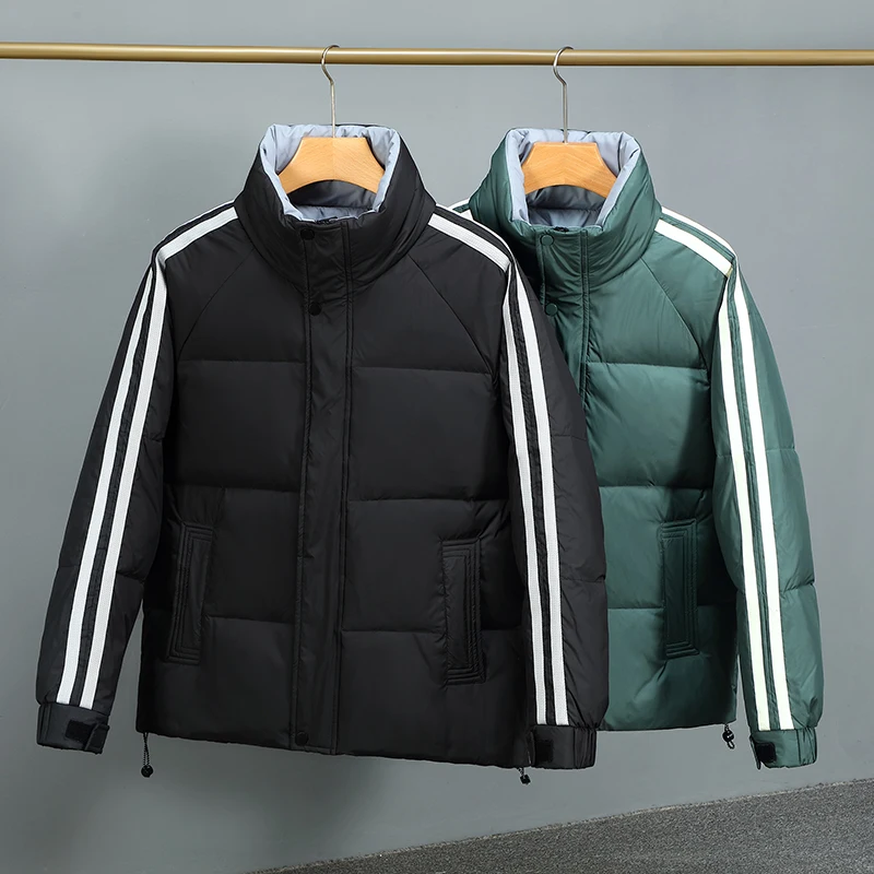 2022 New Thicken White Duck Down Windproof Stand Collar Winter Jacket For Men Green Grey Black Color