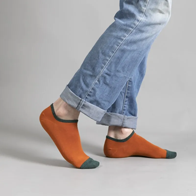 5 pairs of men's cotton antiskid silicone invisible SOCKS SLIPPERS solid color men's ship socks breathable and odor proof socks