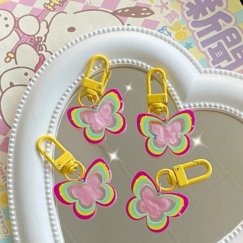 

Брелок с изящной радужной полой бабочкой, модные сумки, подвеска, брелок, аксессуары для девочек, подарки, портативный брелок