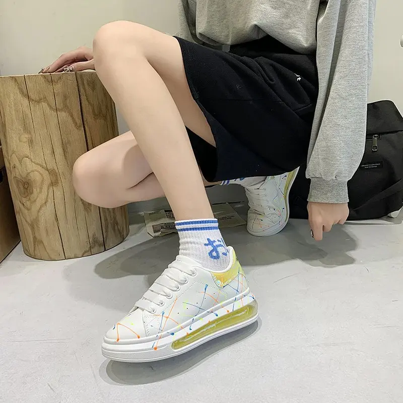 

Женские светящиеся туфли на платформе, высокий каблук, круглая нескользящая подошва, Повседневная сетчатая обувь, на осень