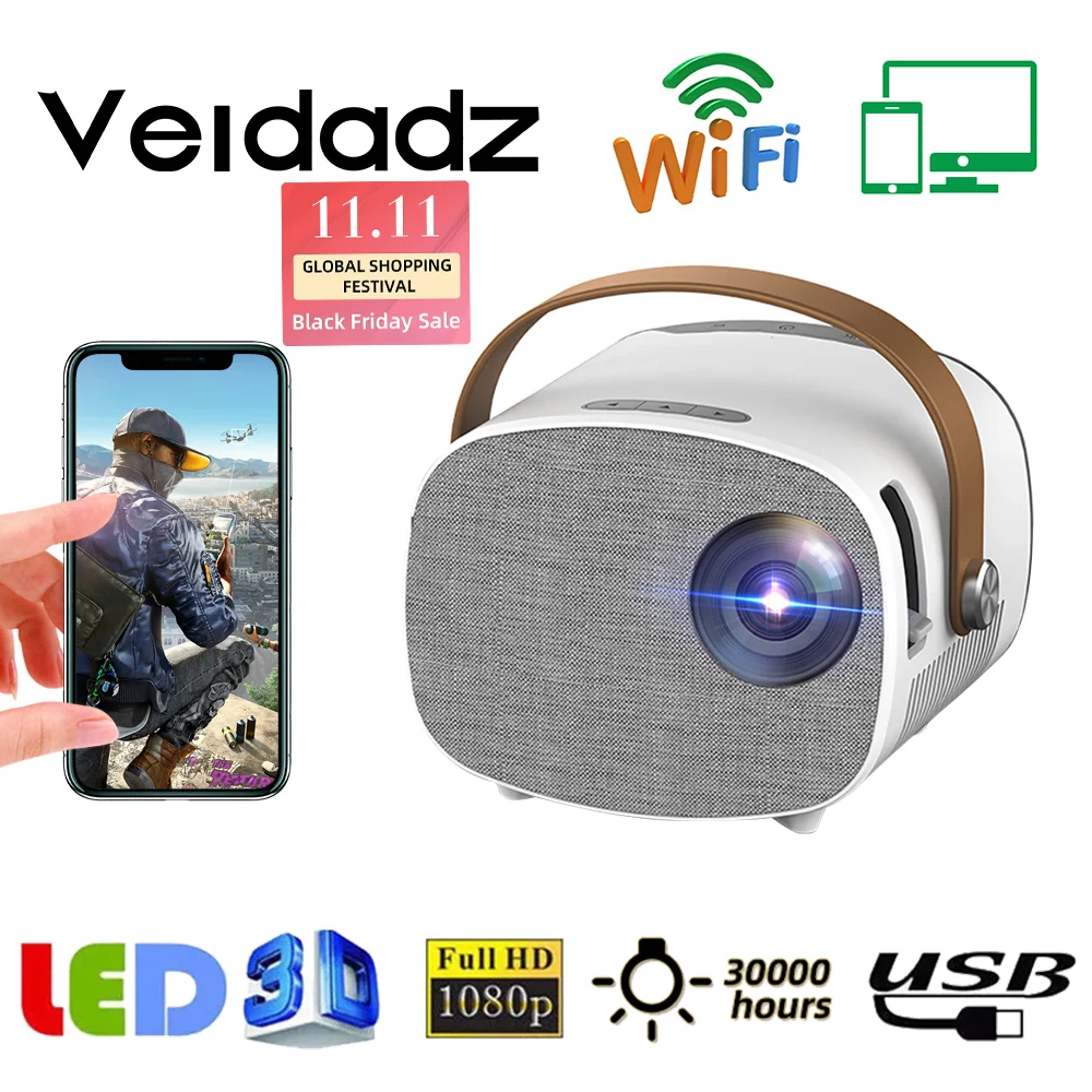 

VEIDADZ YG230 Projector Mini Support 1080P 800x480 Native Pixels HD WIFI Mobile Phone Sync Projection Home Video Equipment