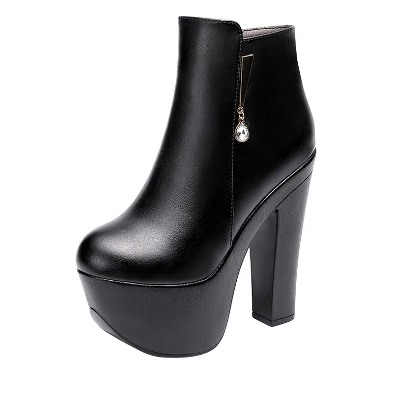 Женские короткие ботинки на платформе 15 см женские ботильоны высоком каблуке