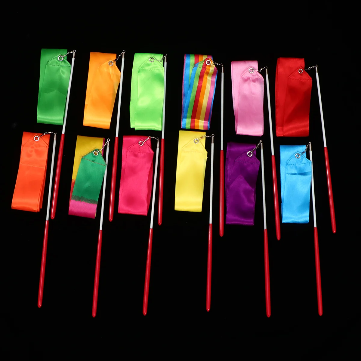 

12 Pcs Kids Kits Twirling Rainbow Streamers Rhythmic Gymnastic Ribbon Dance Ribbons Streamers Gymnastics Ribbon