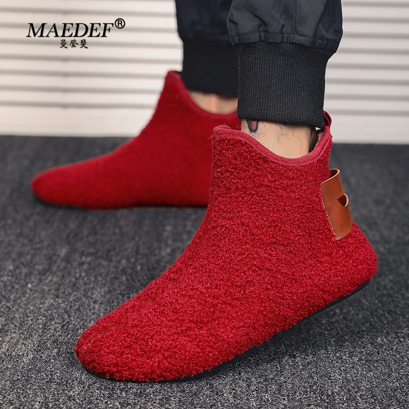 Мужские и женские зимние теплые ботинки MAEDEF Нескользящие из хлопка для дома