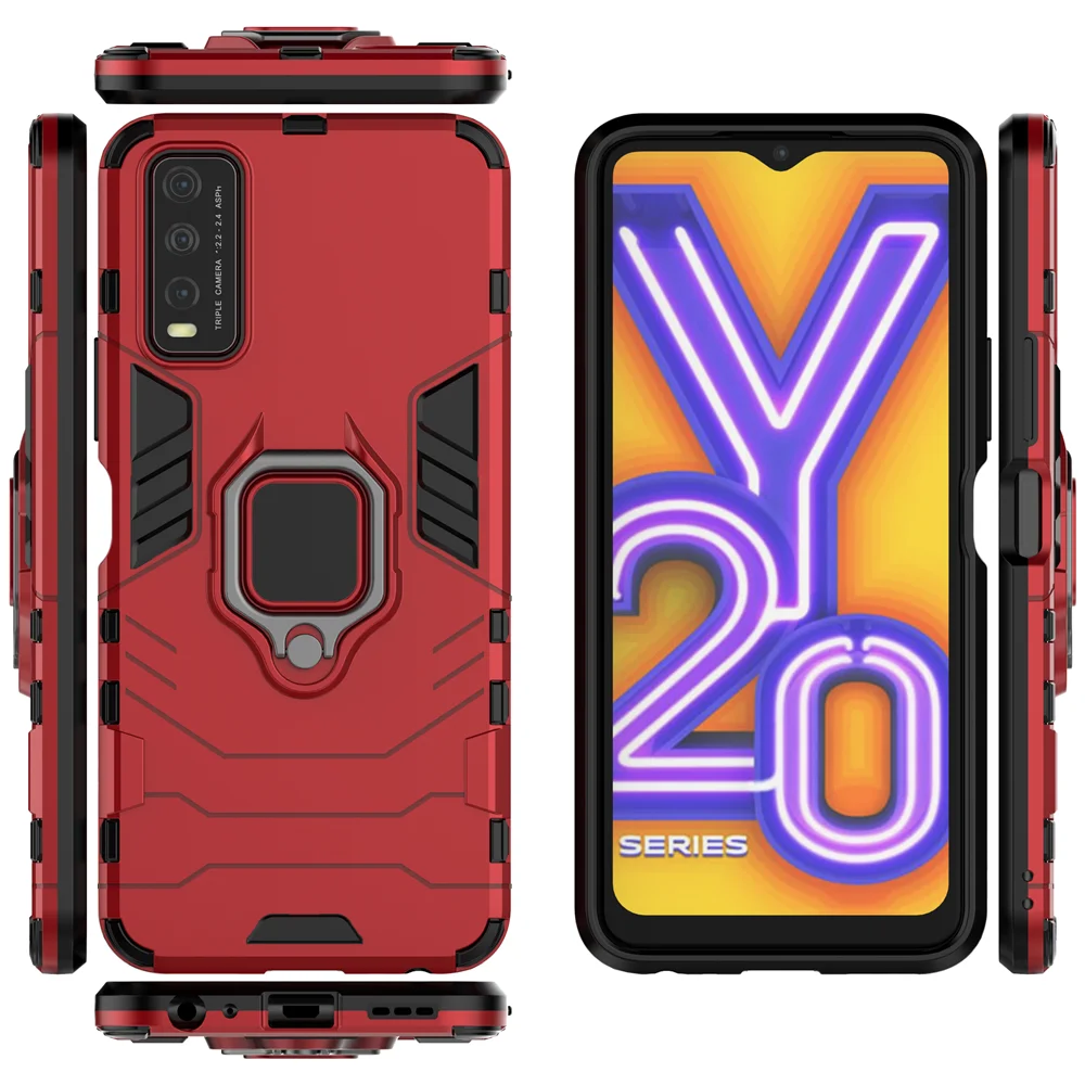 Фото Полностью противоударный бронированный чехол для Vivo Y20 2020 для Vivo Y20 Y20i Y20S Y 20, задняя крышка с магнитным кольцом, защитный чехол для телефона №4