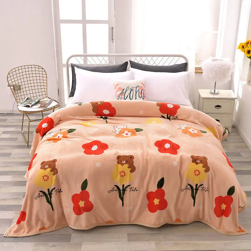 

Four Seasons Universal Flannel Nap Blanket Cute Printing Pattern Student Dormitory Warm Blanket Winter Fleece Thickened Blanket
