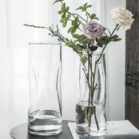 art transparent glass vase luxury modern terrarium tall living room vase minimalist flower office vaso fiori home decorations
