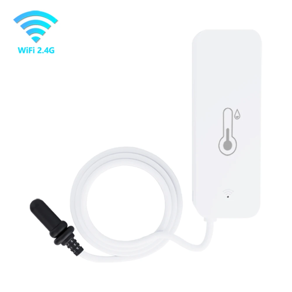 

Датчик температуры и влажности Tuya Wi-Fi с внешним зондом для умного дома, гигрометр, приложение для мониторинга растений, аквариума, виноделия