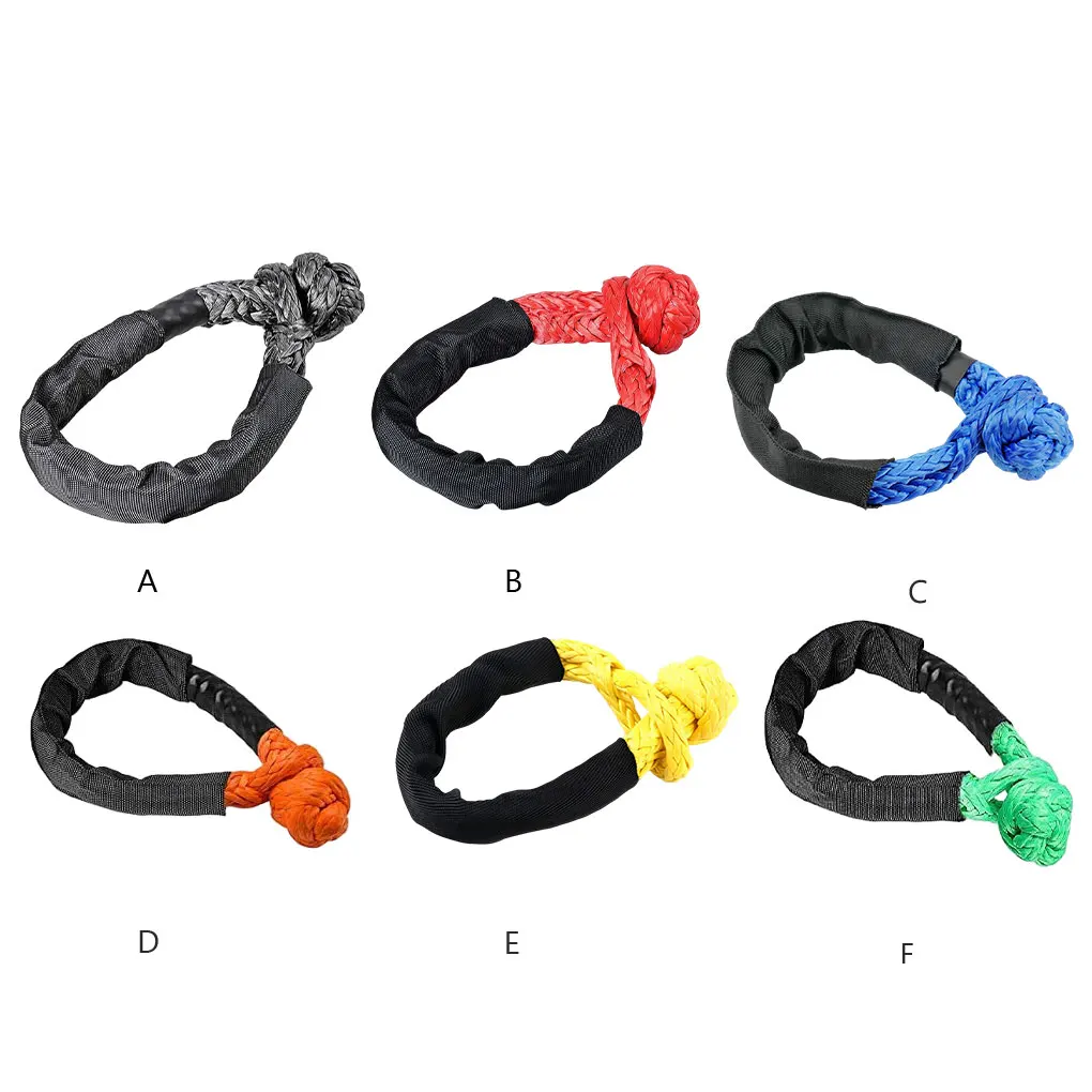 

1 2 3 Soft Shackle with Protective Cover Carabiner Ring Pull Hitch Portable Towing Ropes for Off-Road Trailers Gray Black