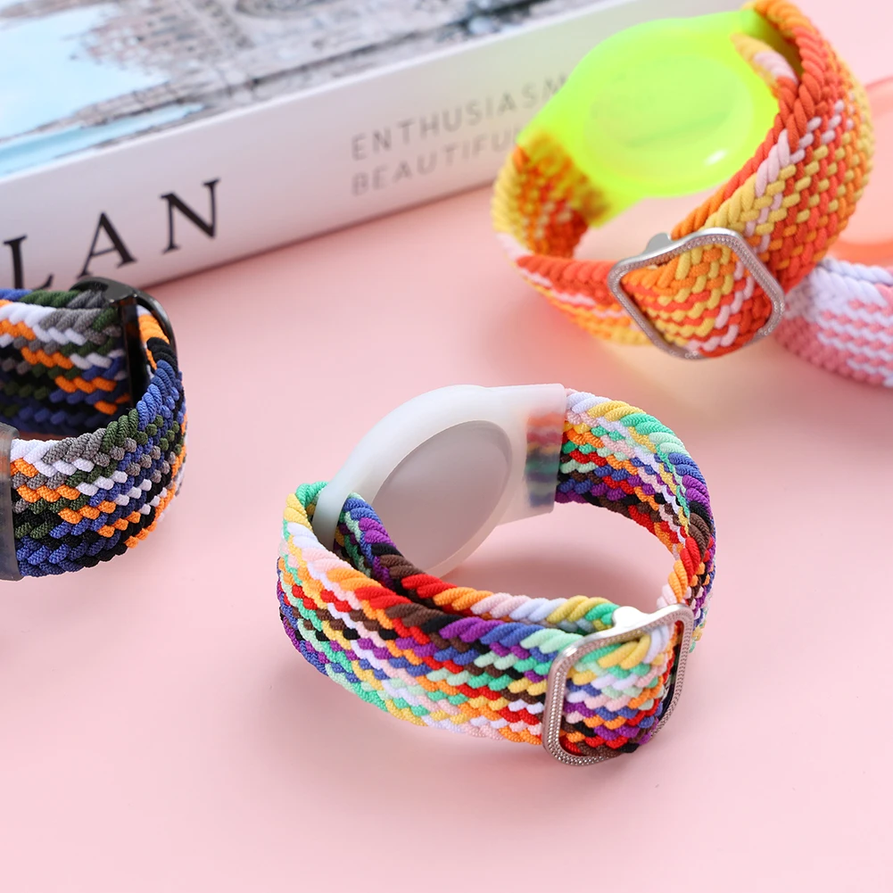 Nylon Braided Kids Strap Anti Scratch Bracelet Adjustable Wristband Holder Protector Tracker Protective Sleeve for Apple Airtag - купить по