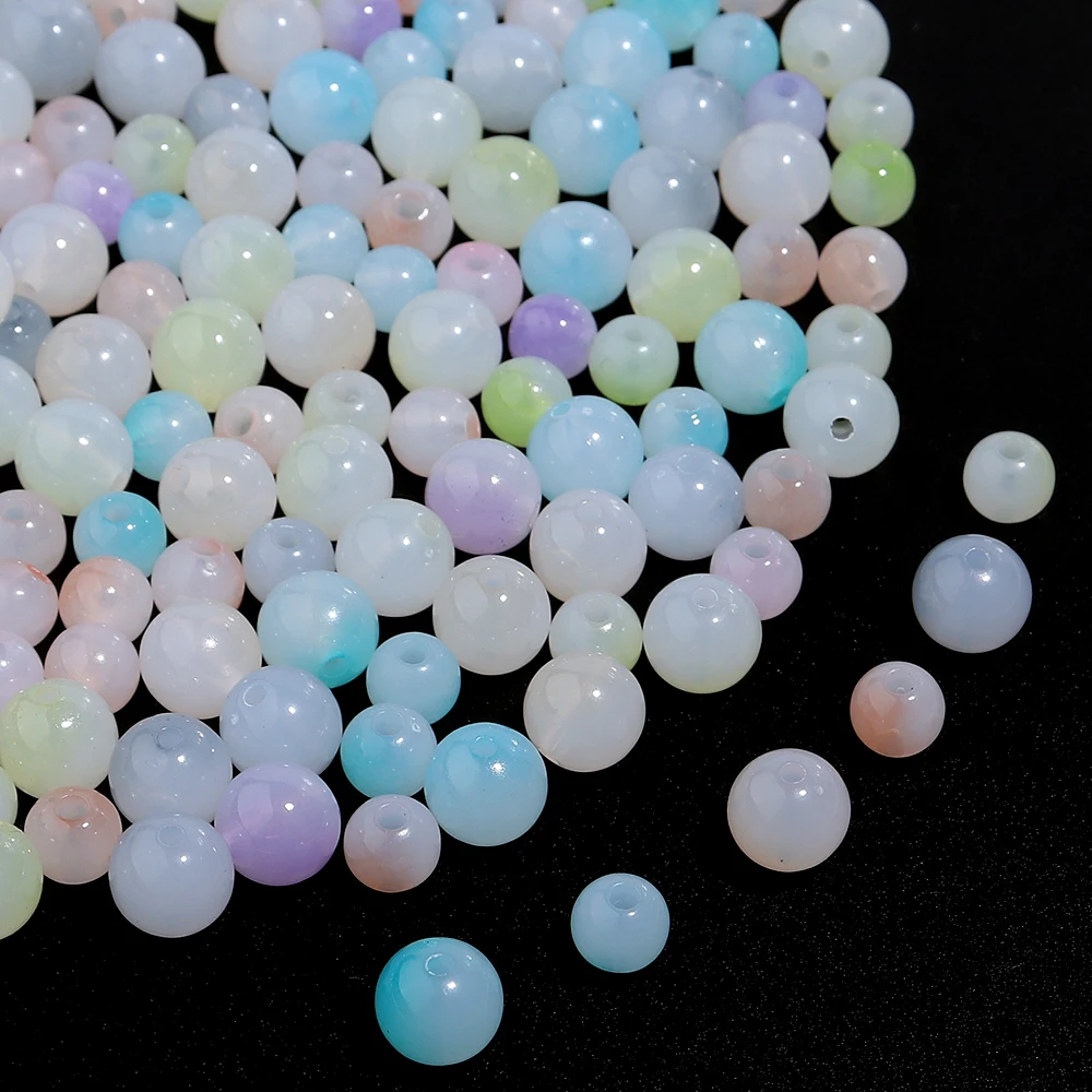 100 шт. акриловые градиентные бусины 8/10 мм двухцветные круглые россыпью для