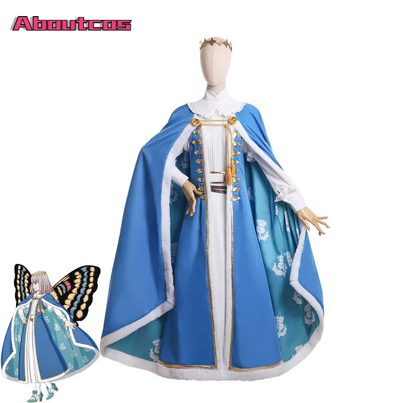 

Hot Game Fate/Grand Order FGO Oberon Vortigern Cosplay Costume Halloween Carnival Party Blue Ornate Cape Grace Set For Women