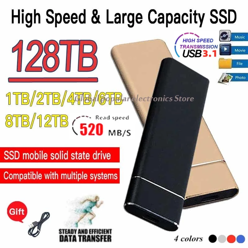 

2023 Hot High-speed External Hard Drive 500GB 1TB 2TB 4TB 8TB USB3.1 SSD 2.5 Inch Portable SSD 16TB Hard Disk for Laptops PS4